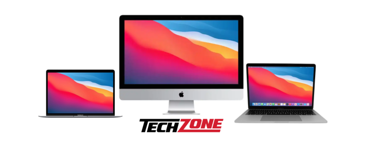 带有TechZone标志的苹果电脑.