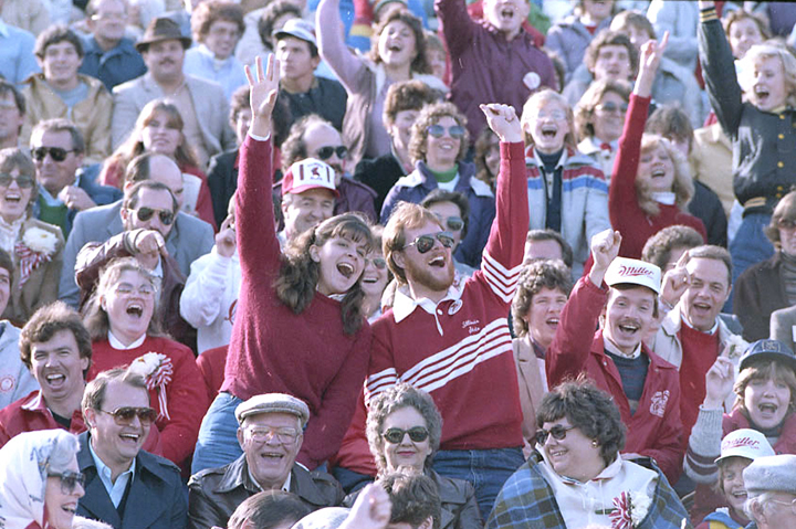 Fans cheer during 1983 game