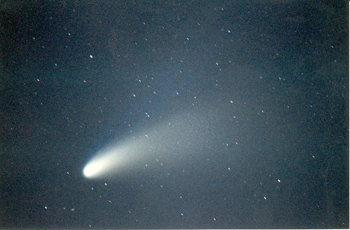 Comet through the night sky