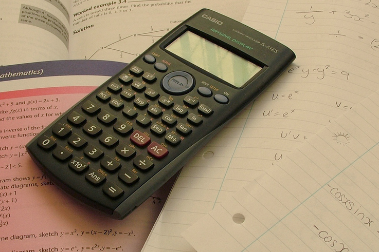 Calculator and math textbook