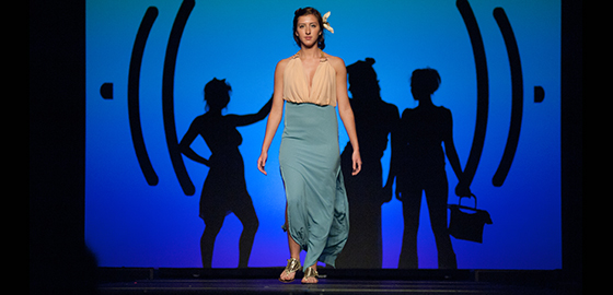 Model on runway at Apparel Merchandising and Design Association Fashion Show