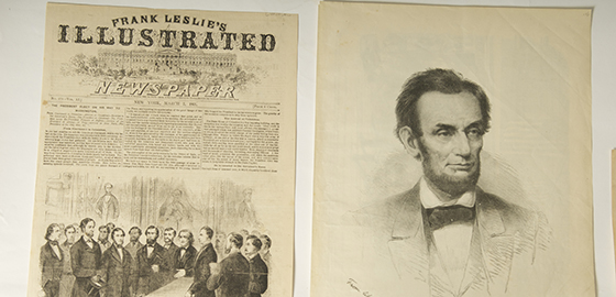 Lincoln's face on an old newspaper