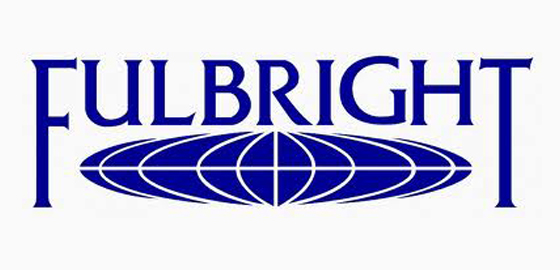 The logo of the Fulbright Awards with the word Fulbright in all caps over a globe.