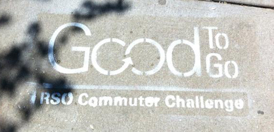 The RSO Commuter Challenge logo on pavement