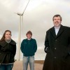 Students under wind turbine