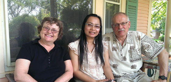 Thai lecturer Jiraporn Chano with interim associate dean of the College of Education, Patricia Klass and professor of special education, Phil Parette.
