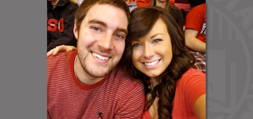 Nichole Meisenheimer and Michael Stratton at a basketball game