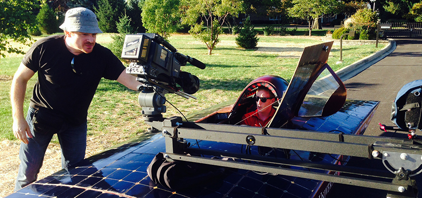 Solar car video shoot