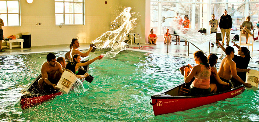 Students play water Battleship