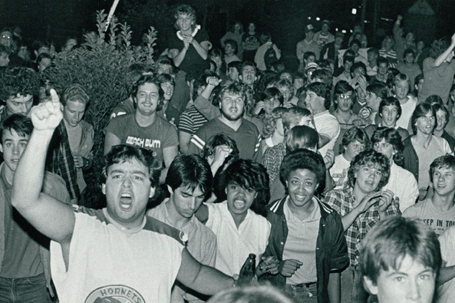 Students at beer riot in 1984
