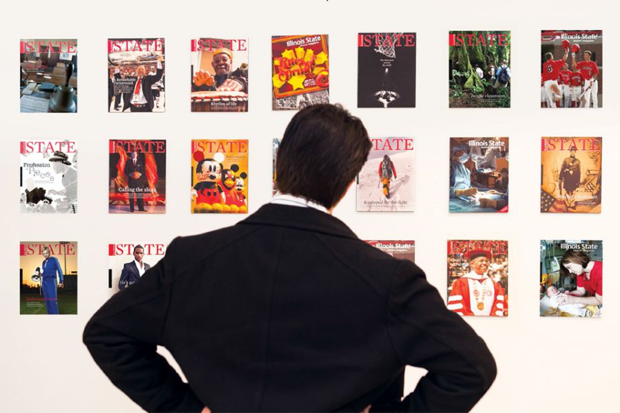 Man stares at magazine gallery