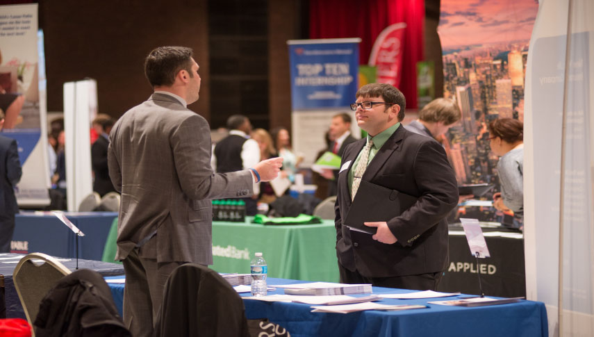 Student and employers at Career Fair
