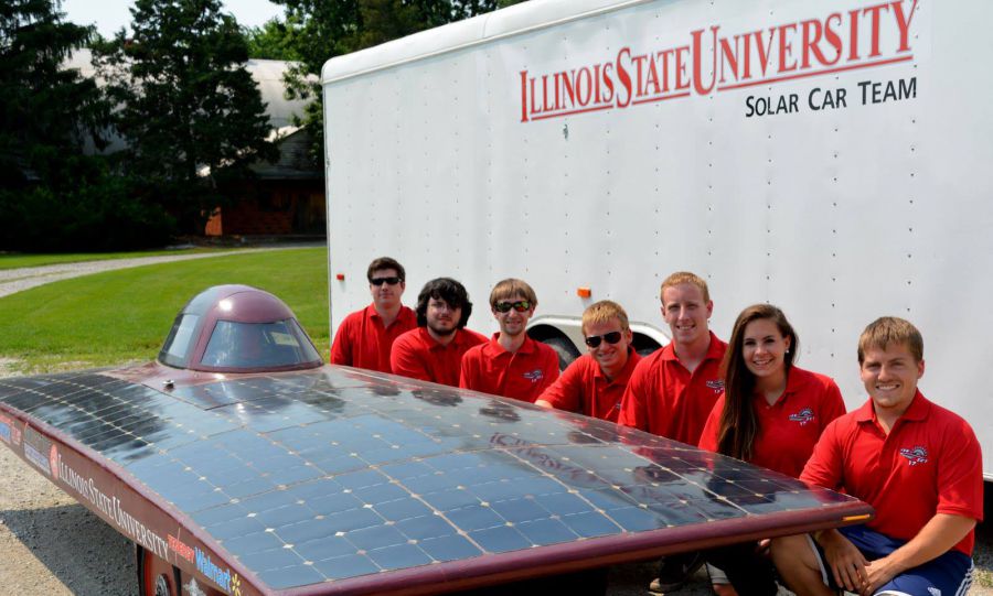 solar car team with solar car