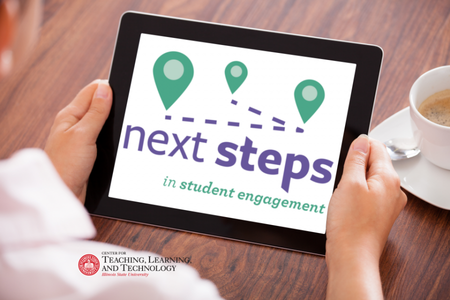 Next Steps in Student Engagement words on tablet screen