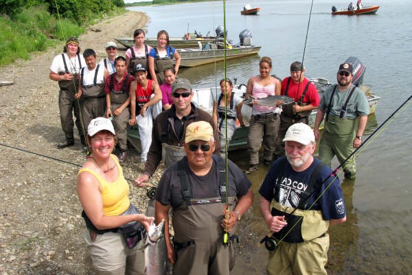 Returned Peace Corps Volunteer, Michelle Wade with fishing group.