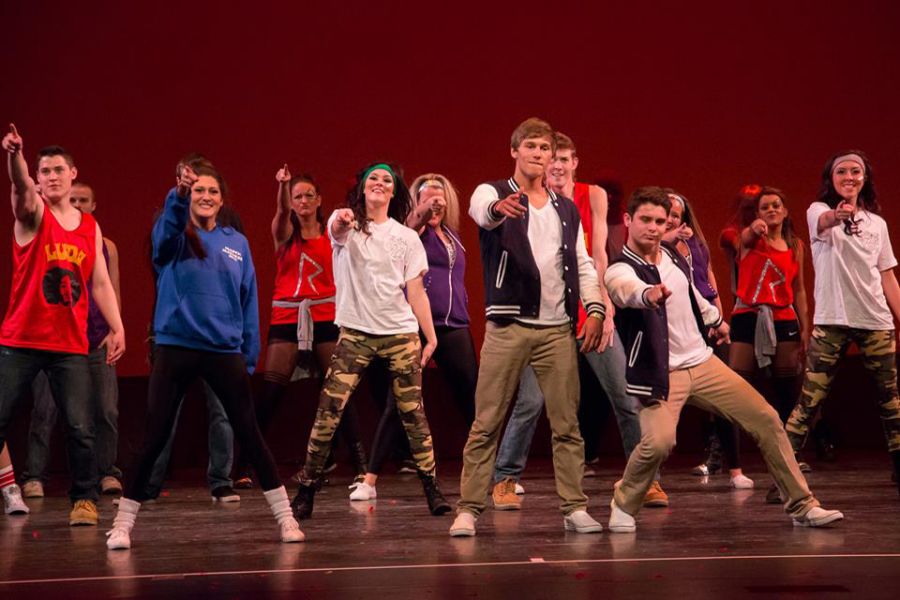 Students performing in a dance-off