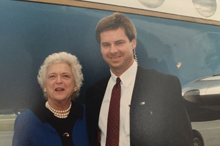 Mark Lowery with former first lady Barbara Bush