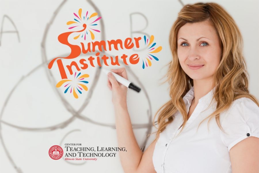 Woman at a board that says Summer Institute