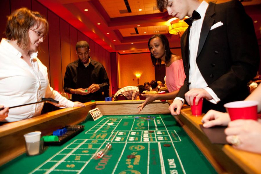 Students at a casino table