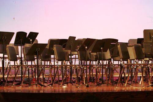 Music stands and chairs before a concert
