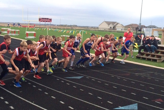 Students competing at track meet