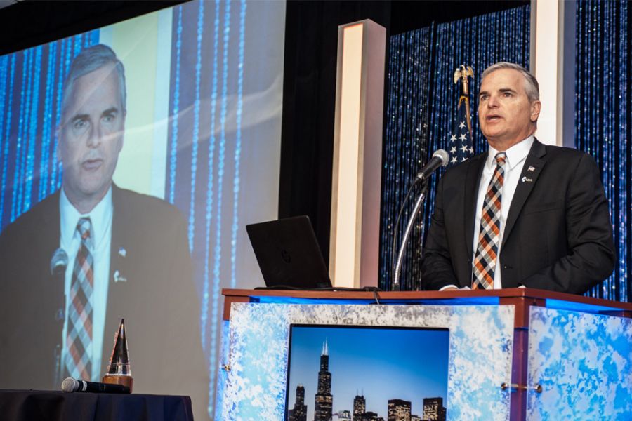Tom Bertrand with in Chicago to receive the 2015 IASA Superintendent of the Year Award.