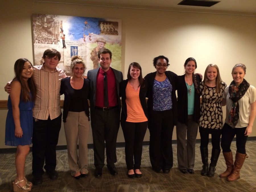 Psi Chi/SPA Executive Board members pose for a picture at the 2015 induction ceremony.