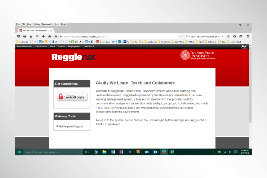 The ReggieNet login page