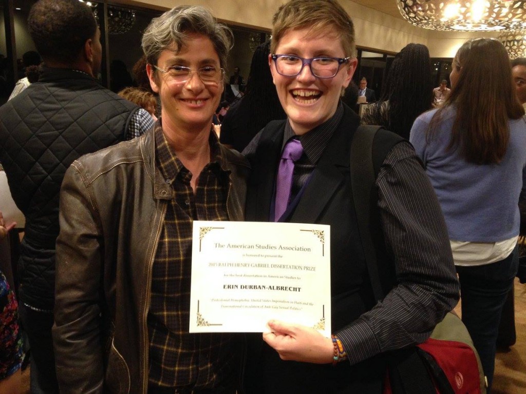 Illinois State Professor Erin Durban-Albrecht (right) at the 2015 American Studies Association Awards Ceremony.