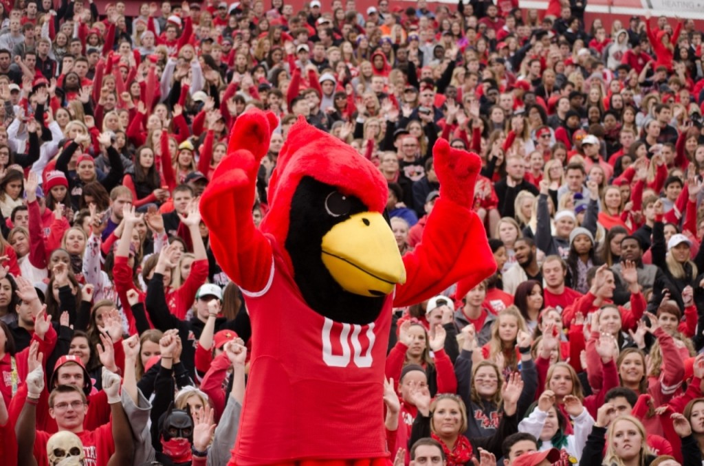 Reggie Redbird gearing up the crowd at a game