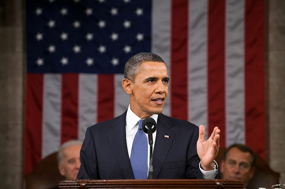 Image of President Barack Obama at the State of the Union address.