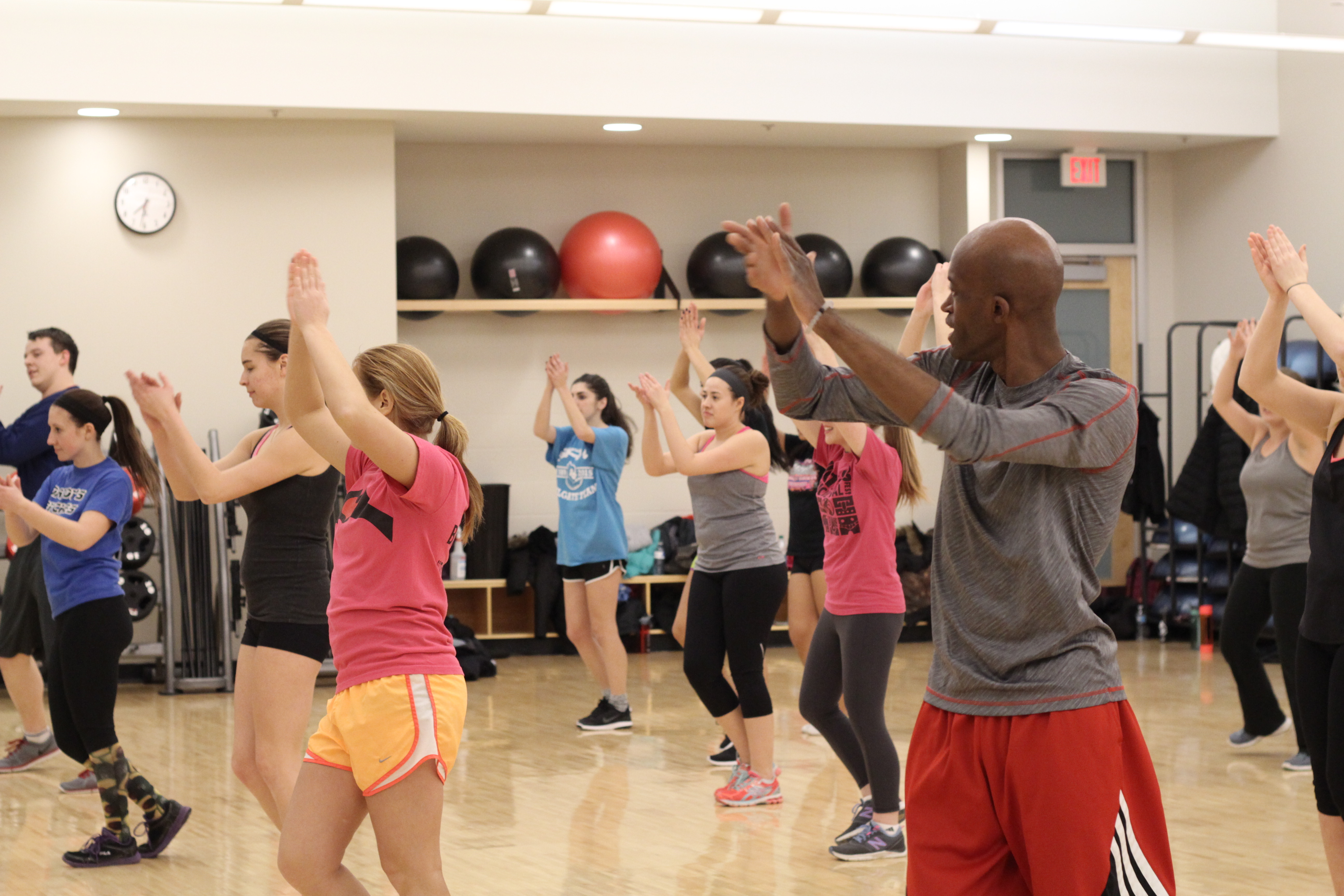 Students in a fitness class