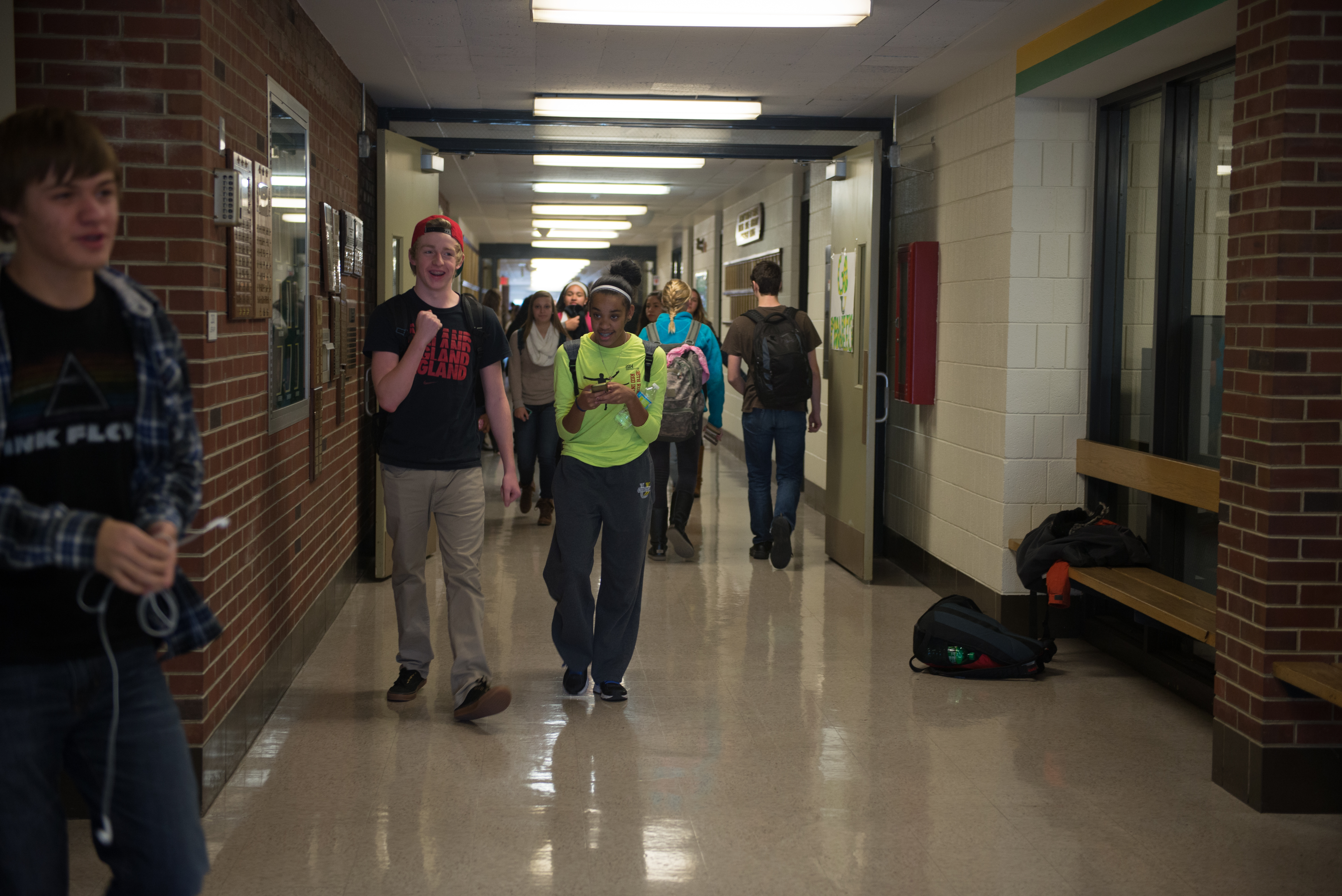 K-12 Education students in a school hallway