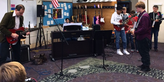 Students in Rock Band class