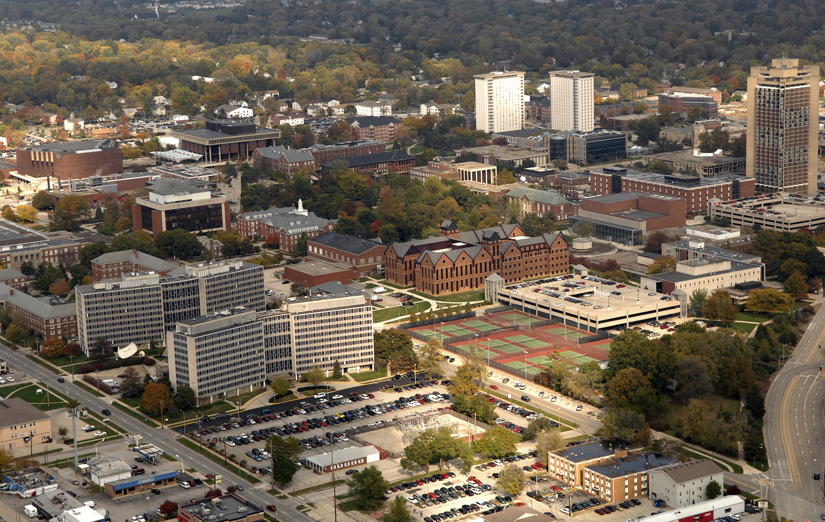 Aerial view of campus looking NE