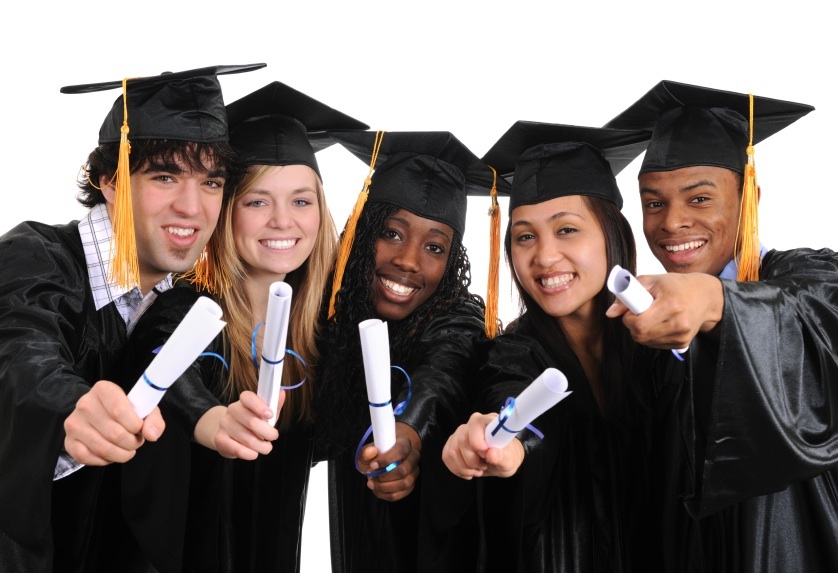 Students in graduation gear