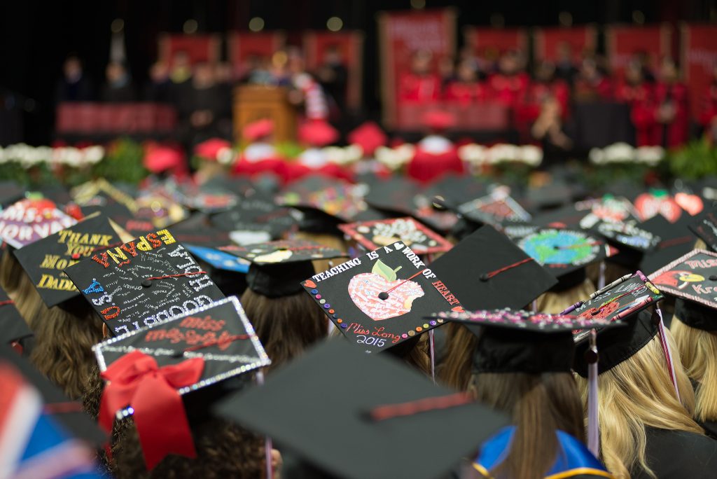 Mortarboards in a crowd