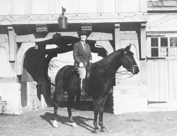 Photo of Hazle Buck Ewing on horseback