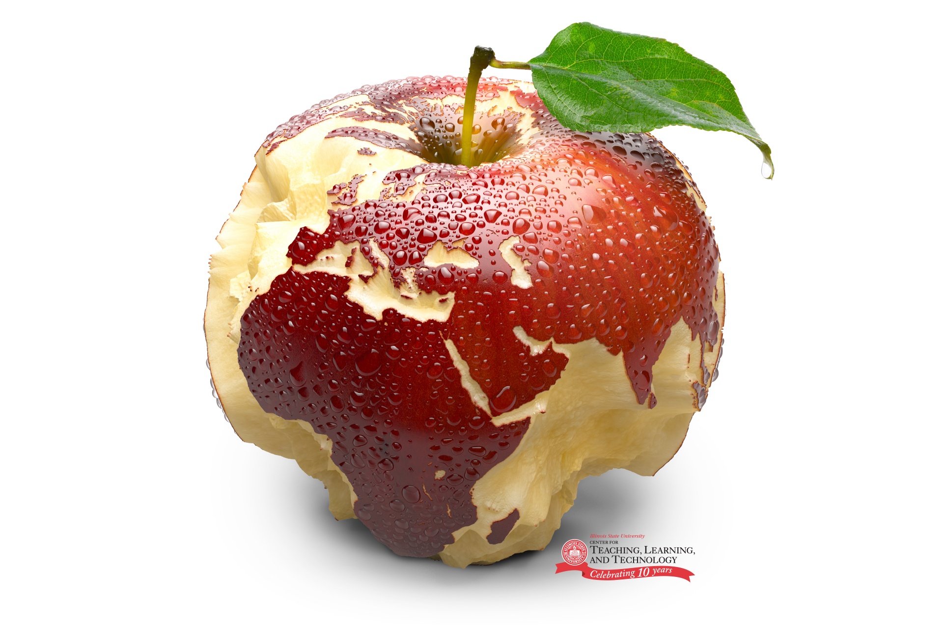 Apple in the shape of a globe with CTLT logo