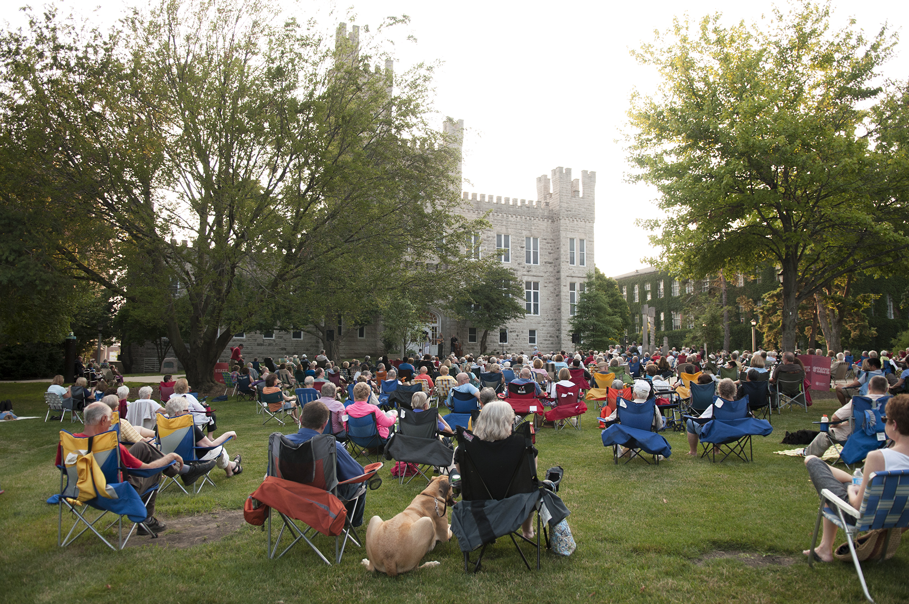 Concertgoers (and pets) enjoy the annual Concerts on the Quad series.
