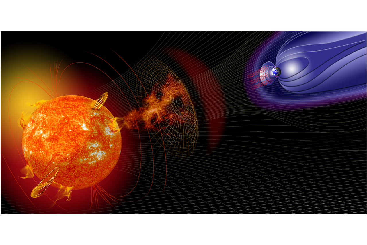 Artist illustration of events on the sun changing the conditions in Near-Earth space. (Photo courtesy of NASA)