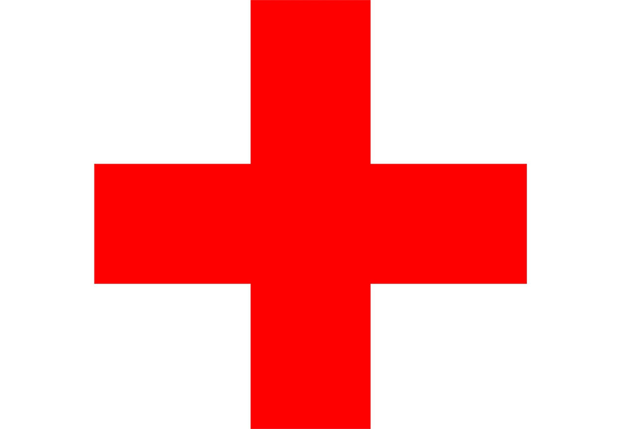 American Red Cross logo with the words American Red Cross and a red cross.