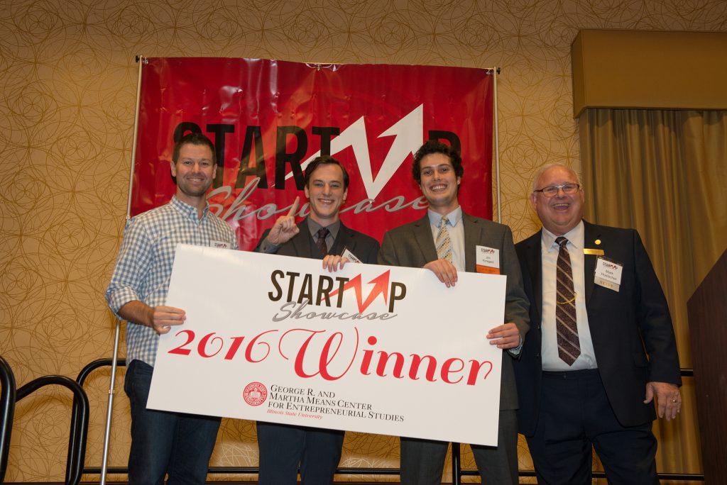 Startup Showcase winners pose with big check