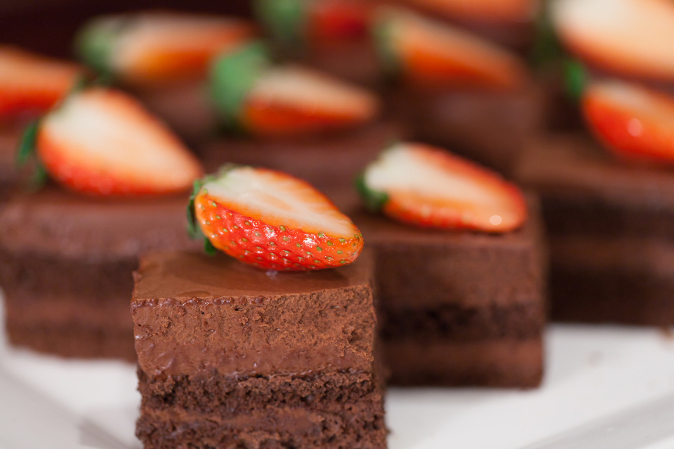 brownies with strawberries on top