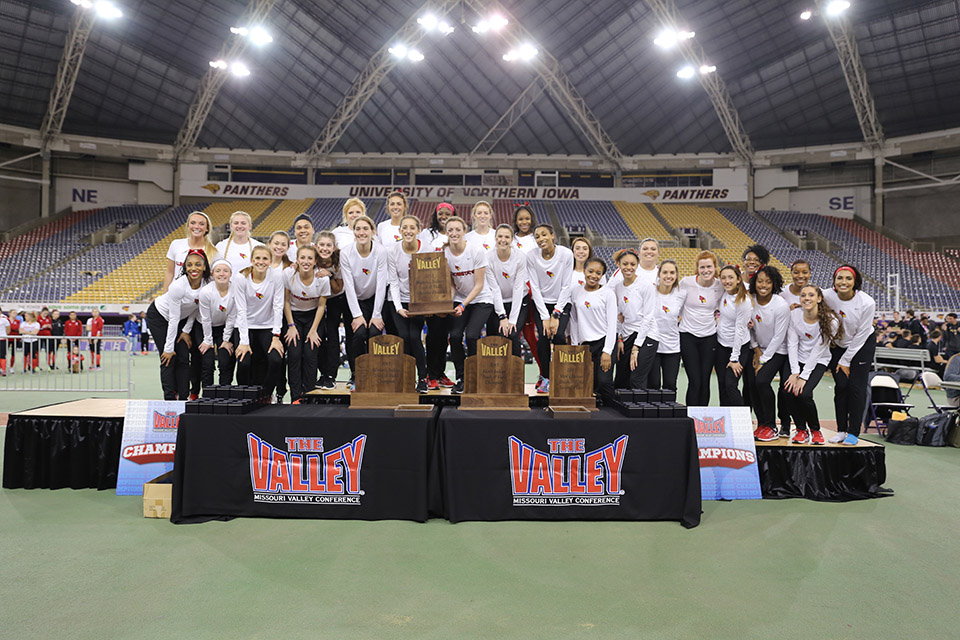 MVC Indoor Championships athletes onstage