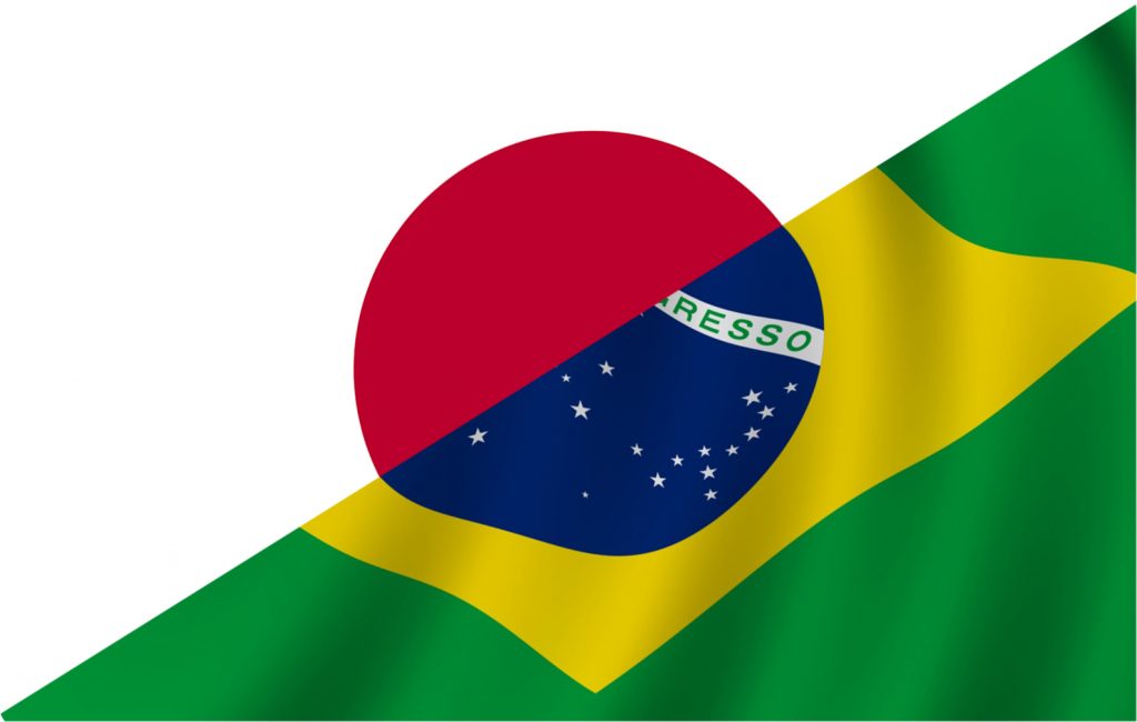image of Brazilian and Japanese flags merged