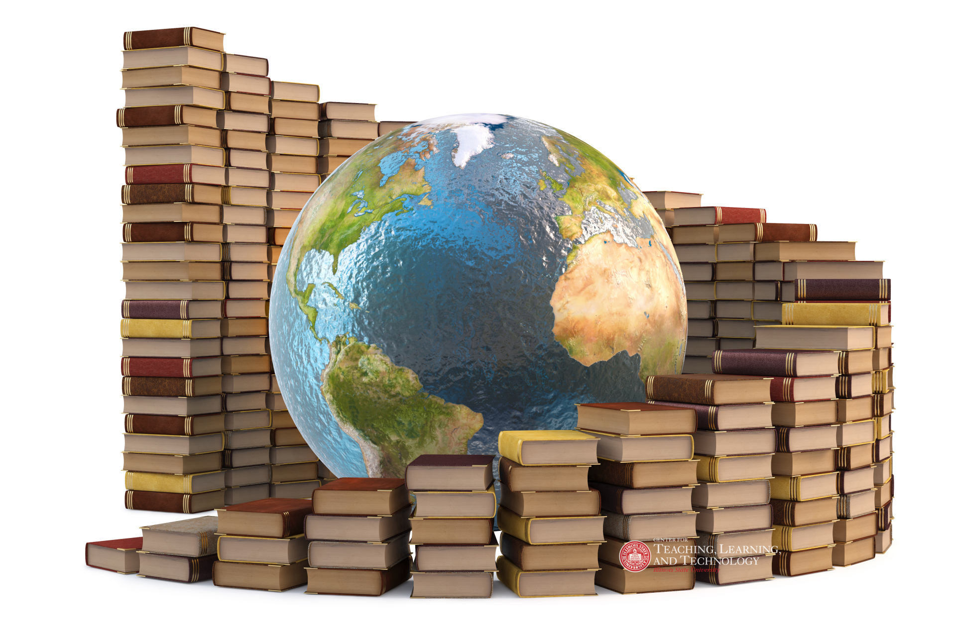 Globe surrounded by books