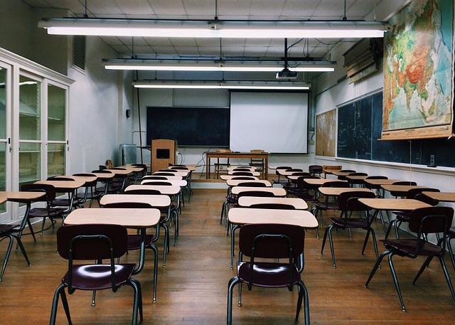 empty K-12 classroom
