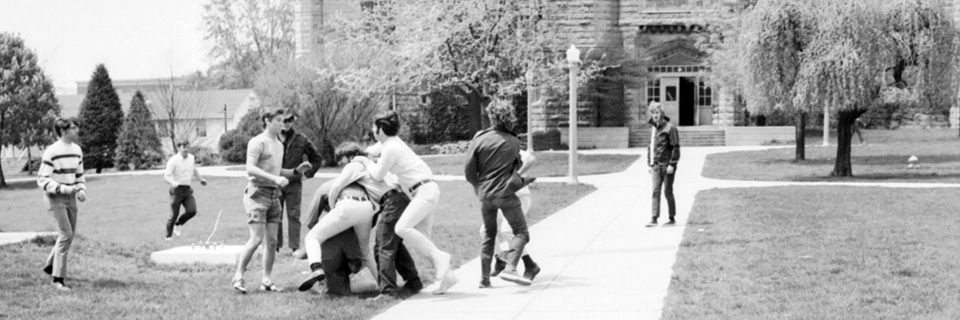 Students involved in an altercation on ISU's Quad in May 1970