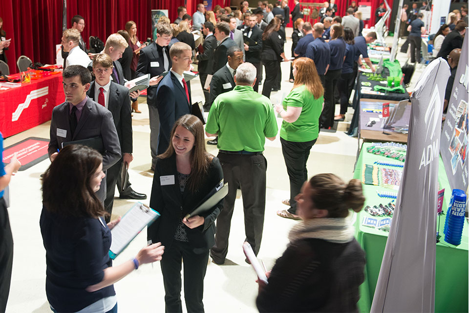 Students and alumni from all majors attend Illinois State's career fairs each semester to network with recruiters.